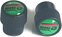 Black Plastic Nitrogen Valve Caps, Grooved Sidewall with Green Big O Logo